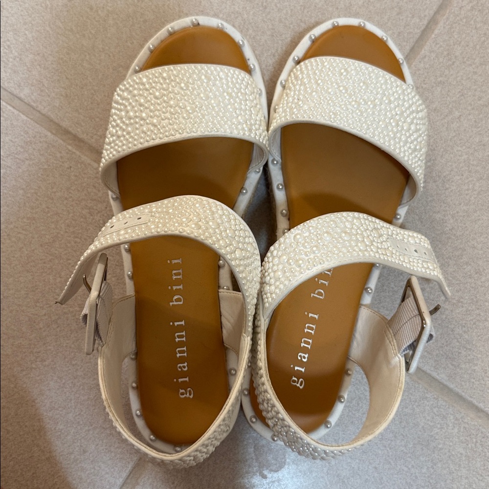 Gianni Bini Cream Studded Sandals